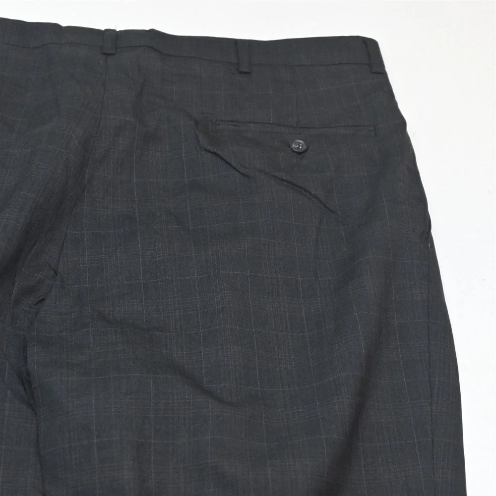 Vtg Y2K 2000s Boxy 40R 32x30 Gray Check Mens Jacket Pants Suit